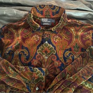 Polo by Ralph Lauren vintage jewel tone cotton velvet dress shirt